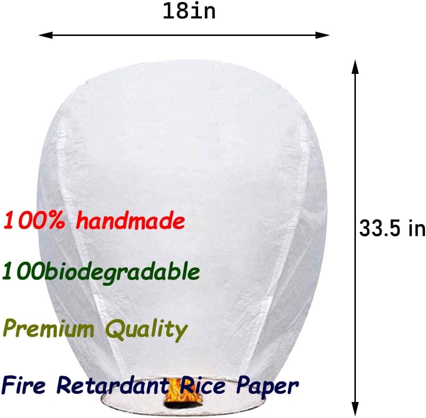 10PACK White Paper Chinese Lanterns to Release in Memorial,Floating Wishing Decoration Lanterns for Party Season. - Image 2