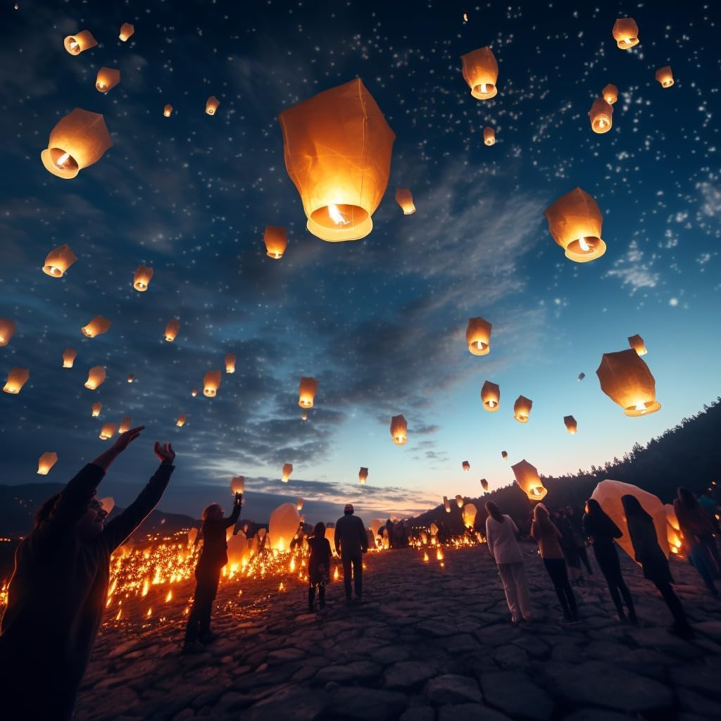 10PACK White Paper Chinese Lanterns to Release in Memorial,Floating Wishing Decoration Lanterns for Party Season. - Image 4