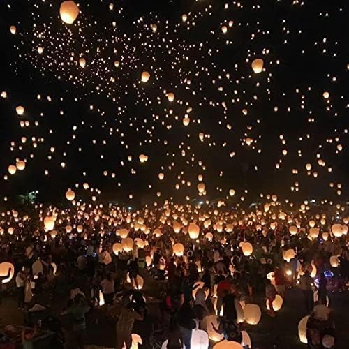10PACK White Paper Chinese Lanterns to Release in Memorial,Floating Wishing Decoration Lanterns for Party Season. - Image 5
