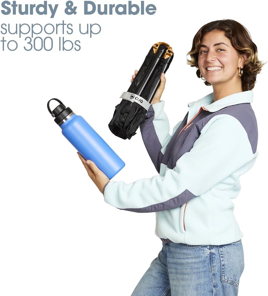 CLIQ Portable Camping Chair - Collapses to Size of Water Bottle - Lightweight Folding Chair for Camping - Outdoor Chair Supports 300 Lbs - Camp Chair Outdoor Adventures, Black - Image 5