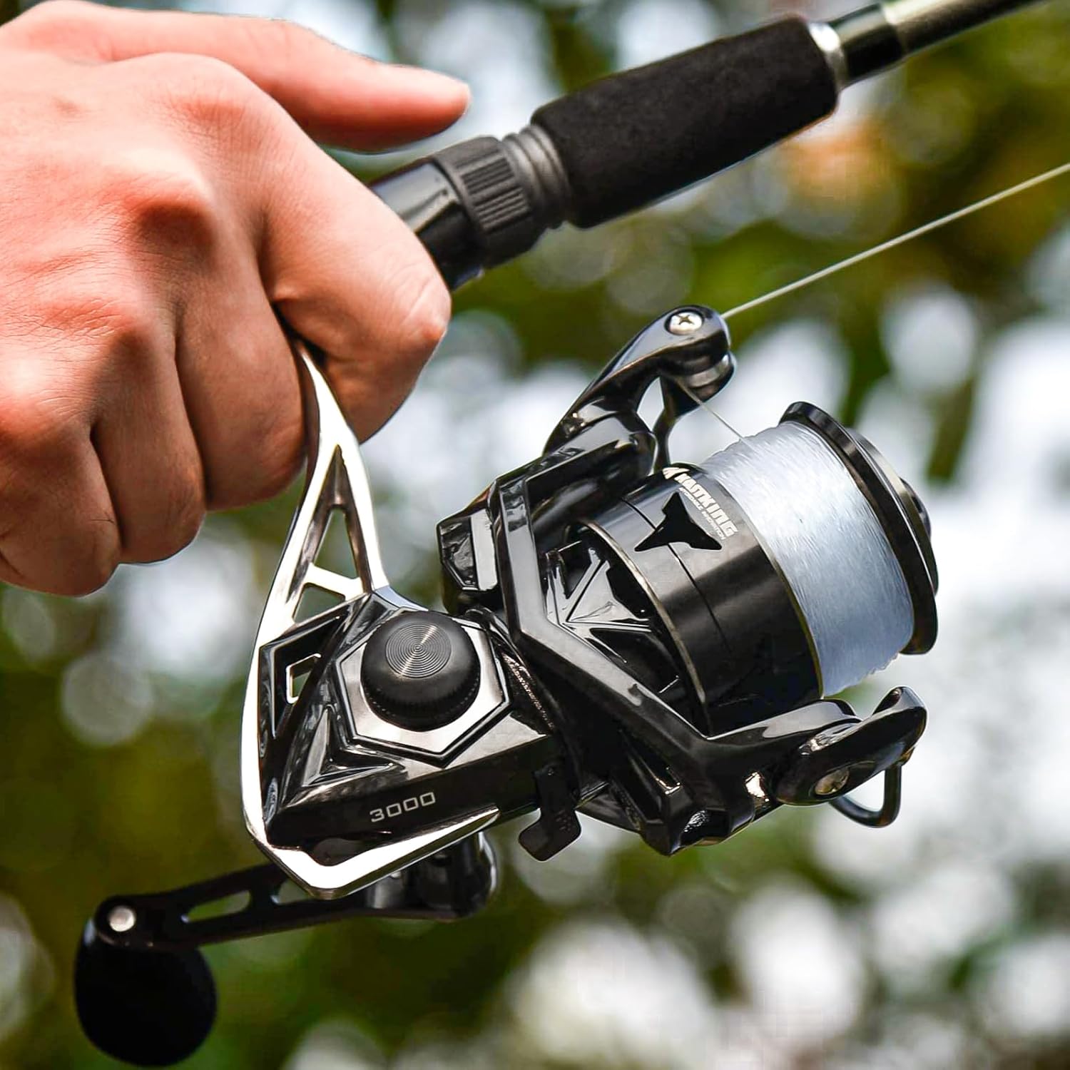 KastKing Megatron Spinning Reel, Freshwater and Saltwater Spinning Fishing Reel, Rigid Aluminum Frame 7+1 Double-Shielded Stainless-Steel BB, Over 30 lbs. Carbon Drag, CNC Aluminum Spool & Handle - Image 3