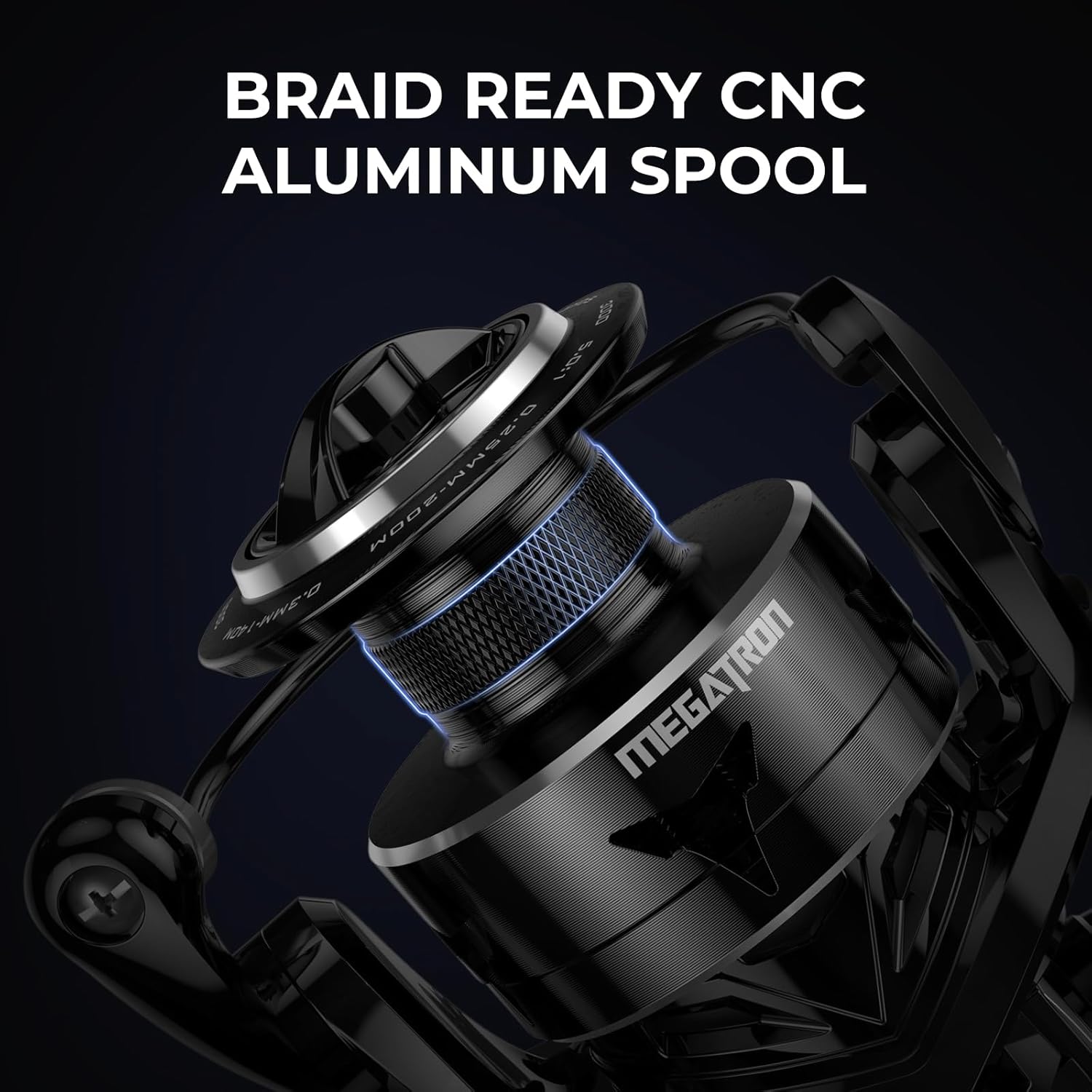 KastKing Megatron Spinning Reel, Freshwater and Saltwater Spinning Fishing Reel, Rigid Aluminum Frame 7+1 Double-Shielded Stainless-Steel BB, Over 30 lbs. Carbon Drag, CNC Aluminum Spool & Handle - Image 7