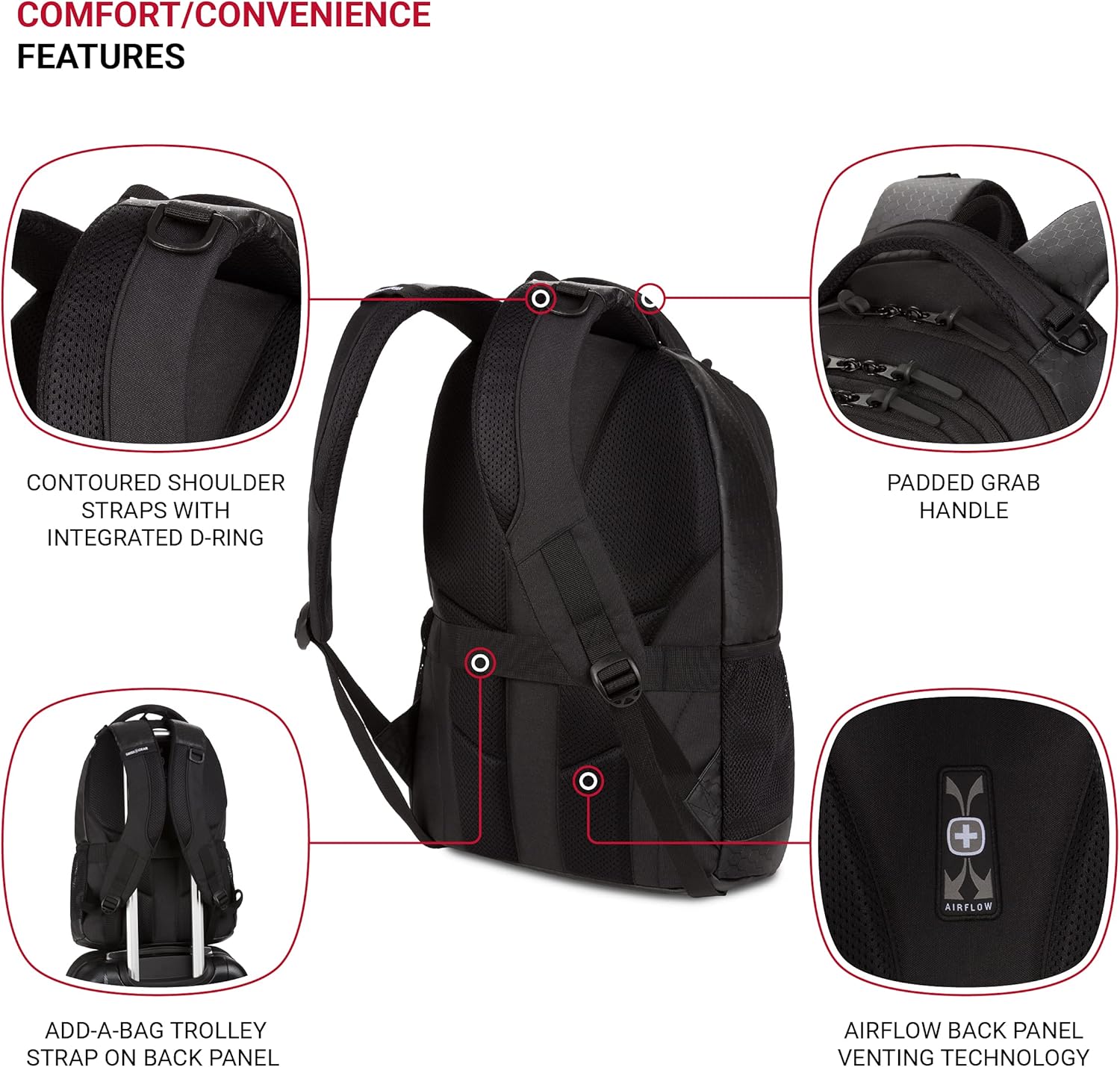 SwissGear Cecil 5505 Laptop Backpack, Black Hex, 18-Inch - Image 2