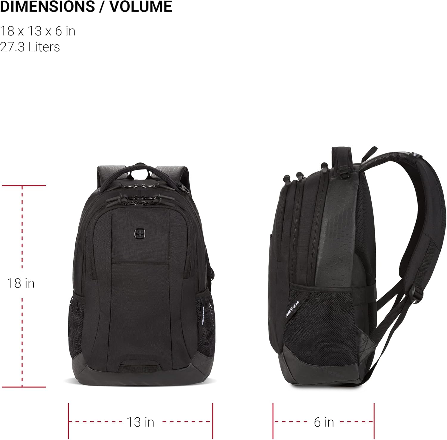 SwissGear Cecil 5505 Laptop Backpack, Black Hex, 18-Inch - Image 5